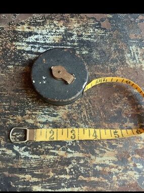 Antique Cloth Measure Tape In Leather Case